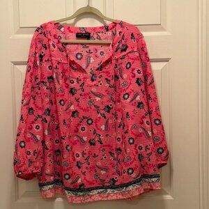 Lane Bryant Swing 3/4-Sleeve Split-Neck Popover Top, Size 20W